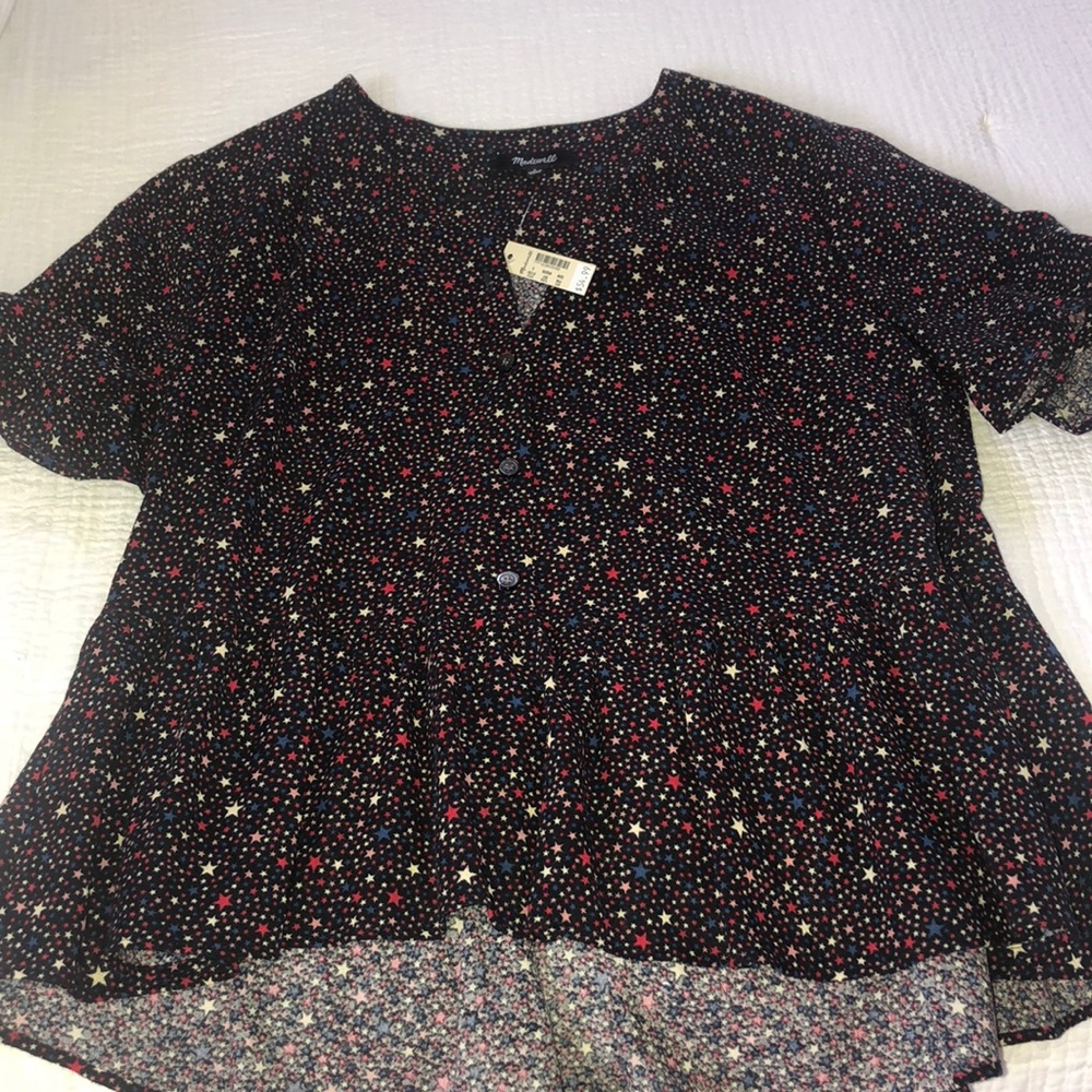 Red white and blue started Madewell shirt